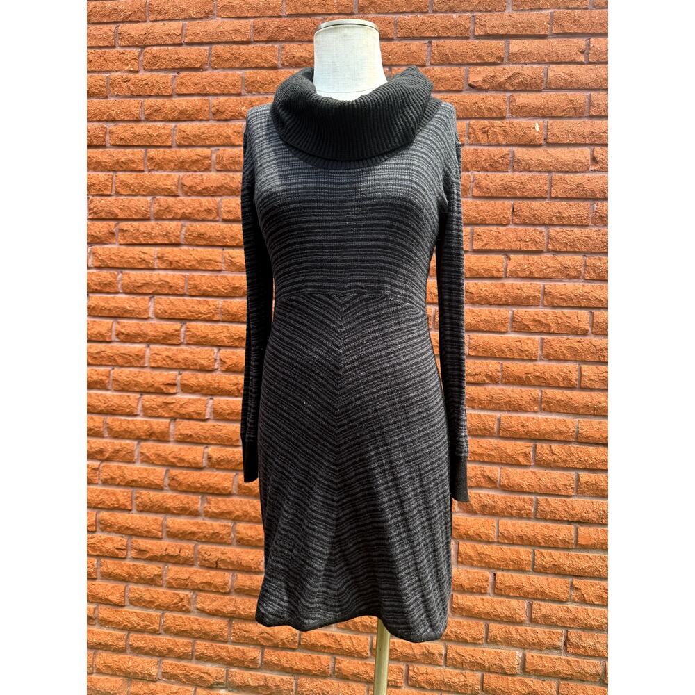 Prana cowl neck sweater dress grey and black women's medium wool blend
